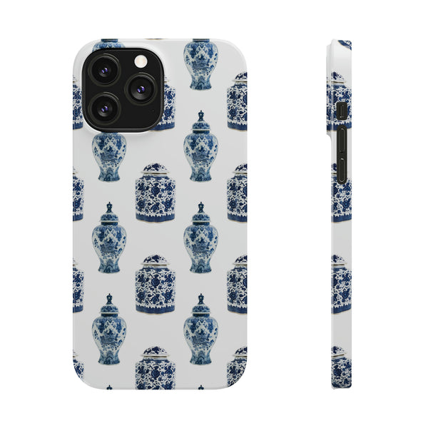 Chinoiserie Chic Toile Ginger Jar, Vase,  Phone Case in Blue and White Slim and Sleek, Preppy and Classic, Access to all Ports
