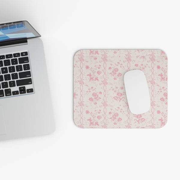 Mouse Pad Preppy Romantic Pink Floral Toile