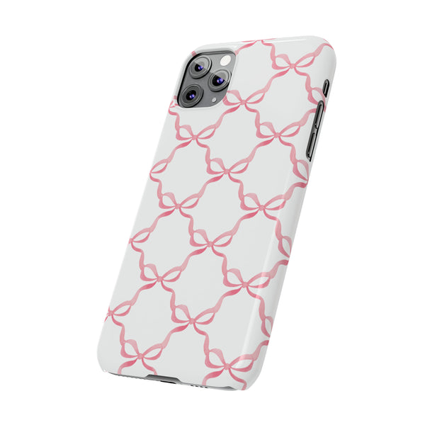 Bow Print, Coquette pink and white Phone Case