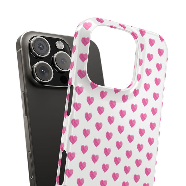 Preppy Hearts Phone Case, Hot Pink and White