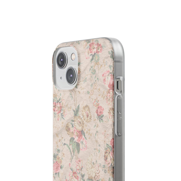 Flexible Phone Case in Romantic Floral Print - Beige, Neutral Tones