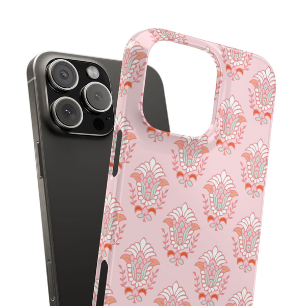 Preppy Boho Chic Block Print Phone Case Slim and Sleek, Impact Resistant Shell, all iPhone Models 14 Pro Max 13