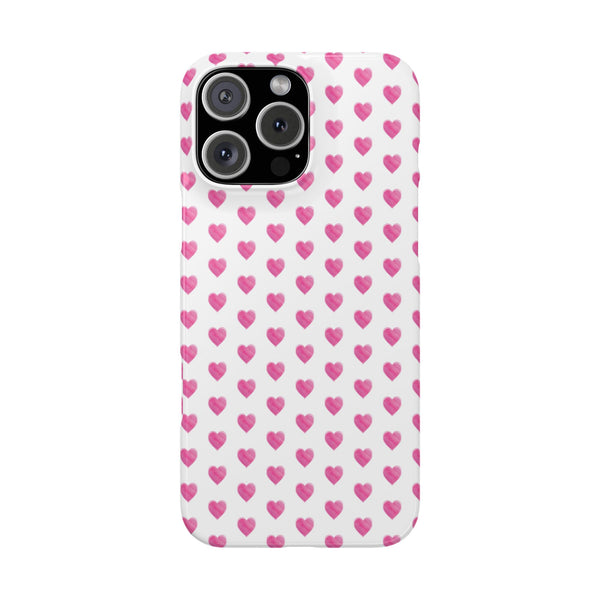Preppy Hearts Phone Case, Hot Pink and White