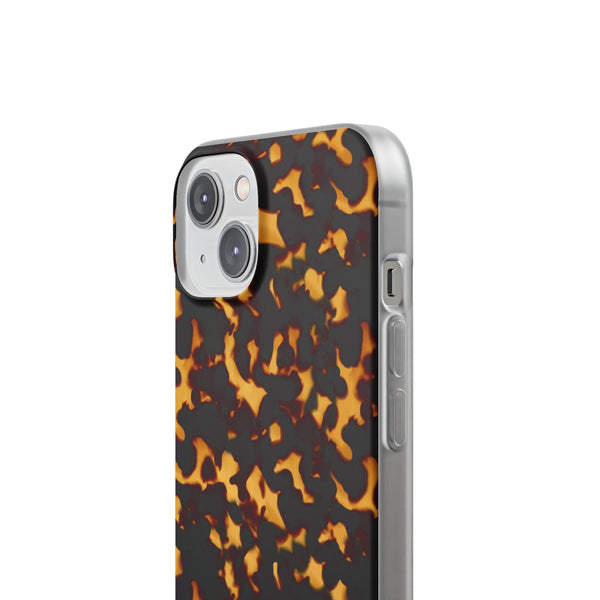 Flexible Phone Case - Tortoise Print Chic Spots leopard in classic neutral phones iphone Samsung clear access to all ports and functions