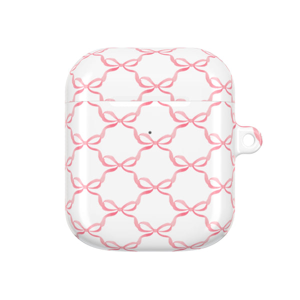 Pink Bow Pattern AirPod Case, , Gift for Her, Cute Accessories, preppy Flower Pattern AirPods Cover, Grand Millennial