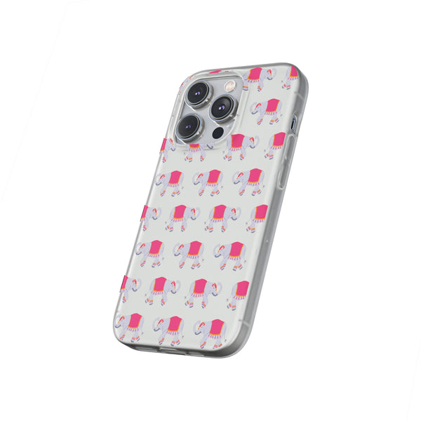 Flexible Phone Case - Preppy Chinoiserie Elephant Pattern  iphone Samsung clear access to all ports and functions