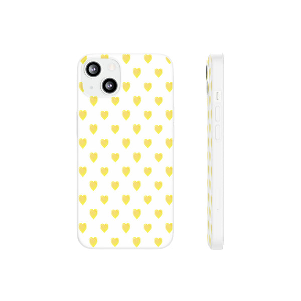 Flexible Phone Case - Yellow Hearts, Preppy iPhone case, Nantucket, Hamptons Inspired Samsung, Gift Present White Background, Clear Case