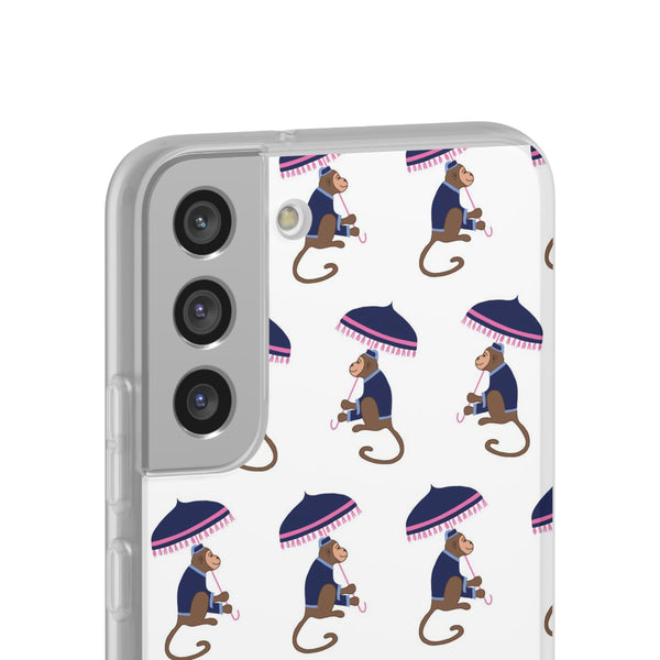 Flexible Phone Case - Preppy Chinoiserie Monkey Pattern  iphone Samsung clear access to all ports and functions