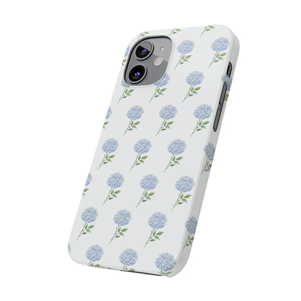 Hydrangea pattern, blue hydrangea preppy summer Phone Case Slim and Sleek, Preppy and Classic, Impact Resistant Shell
