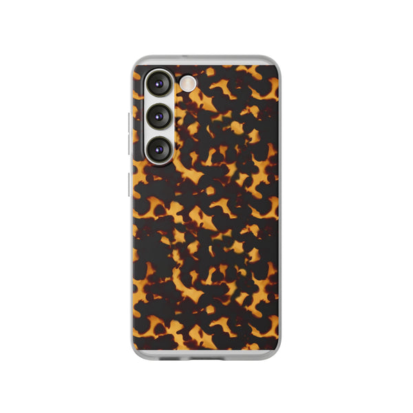 Flexible Phone Case - Tortoise Print Chic Spots leopard in classic neutral phones iphone Samsung clear access to all ports and functions