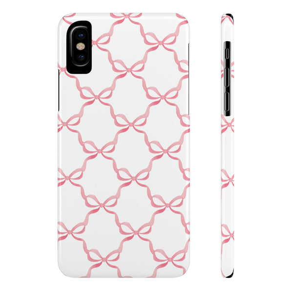 Bow Print, Coquette pink and white Phone Case