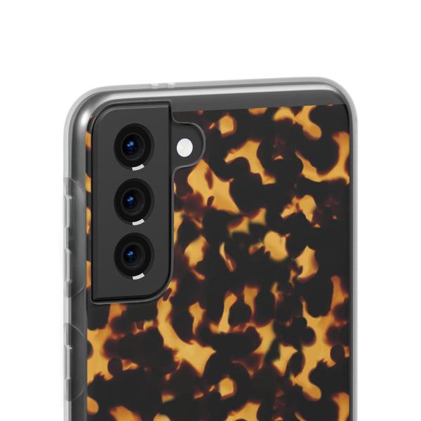 Flexible Phone Case - Tortoise Print Chic Spots leopard in classic neutral phones iphone Samsung clear access to all ports and functions