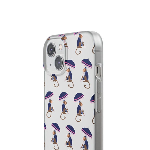 Flexible Phone Case - Preppy Chinoiserie Monkey Pattern  iphone Samsung clear access to all ports and functions