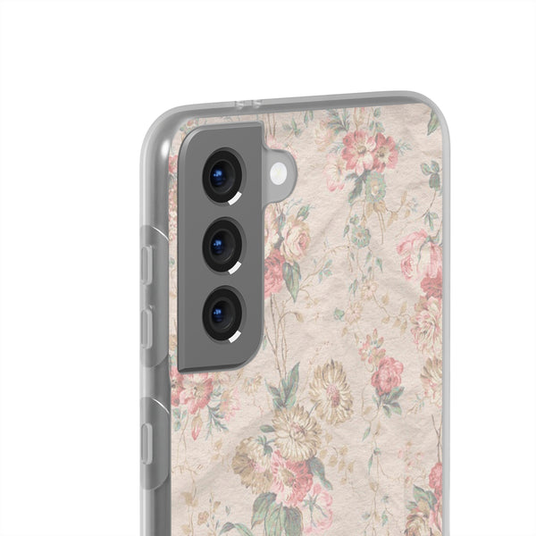 Flexible Phone Case in Romantic Floral Print - Beige, Neutral Tones