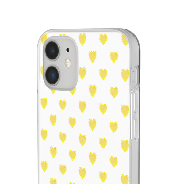 Flexible Phone Case - Yellow Hearts, Preppy iPhone case, Nantucket, Hamptons Inspired Samsung, Gift Present White Background, Clear Case