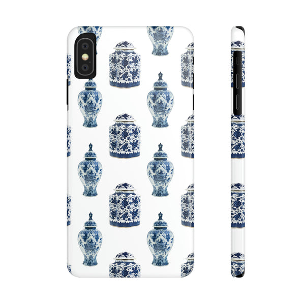 Chinoiserie Chic Toile Ginger Jar, Vase,  Phone Case in Blue and White Slim and Sleek, Preppy and Classic, Access to all Ports