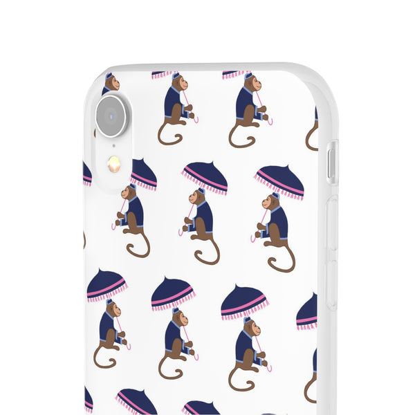 Flexible Phone Case - Preppy Chinoiserie Monkey Pattern  iphone Samsung clear access to all ports and functions