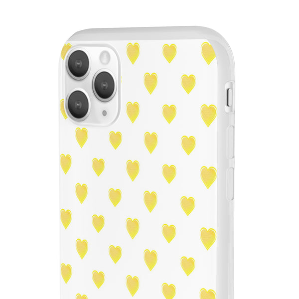 Flexible Phone Case - Yellow Hearts, Preppy iPhone case, Nantucket, Hamptons Inspired Samsung, Gift Present White Background, Clear Case