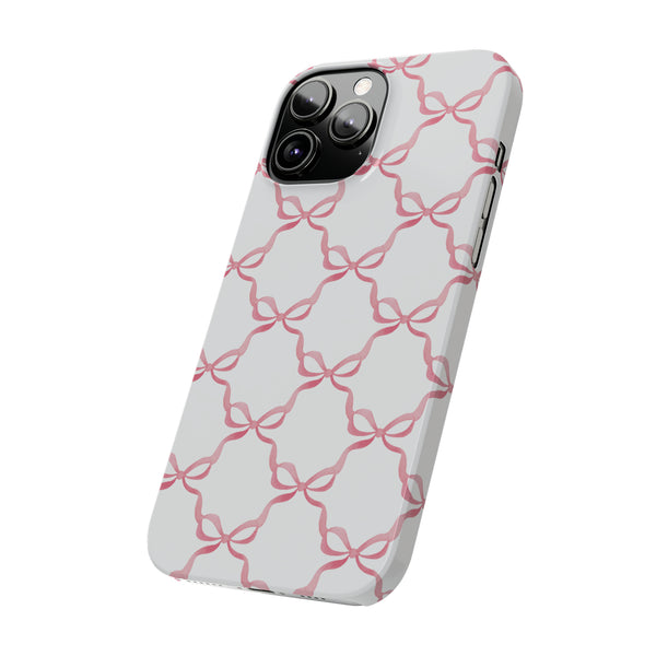 Bow Print, Coquette pink and white Phone Case
