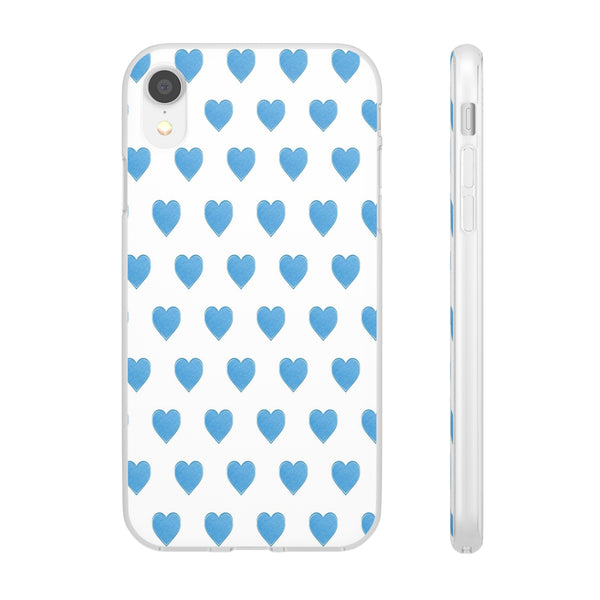 Flexible Phone Case - Preppy Hearts Watercolor Blue iPhone Protection access to all Ports & Functions Great Gift