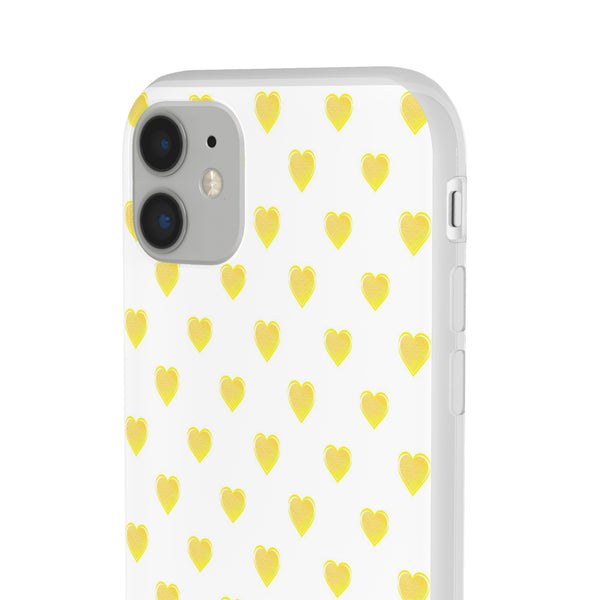 Flexible Phone Case - Yellow Hearts, Preppy iPhone case, Nantucket, Hamptons Inspired Samsung, Gift Present White Background, Clear Case