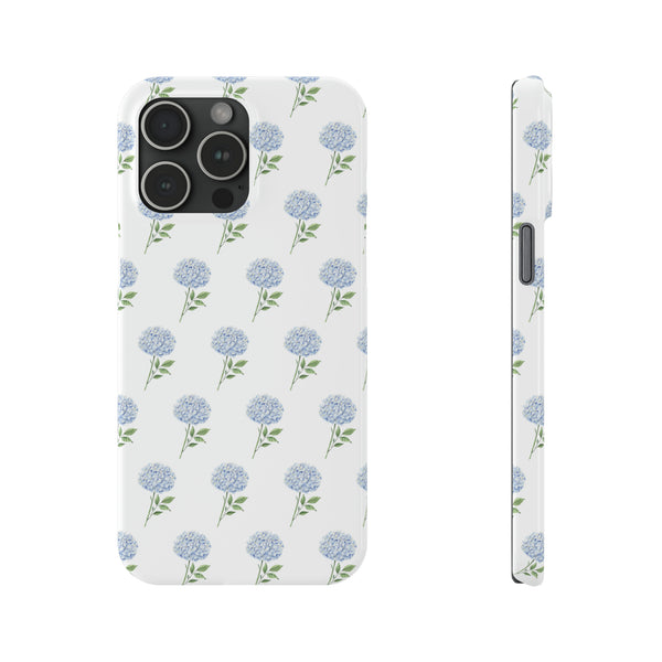 Hydrangea pattern, blue hydrangea preppy summer Phone Case Slim and Sleek, Preppy and Classic, Impact Resistant Shell