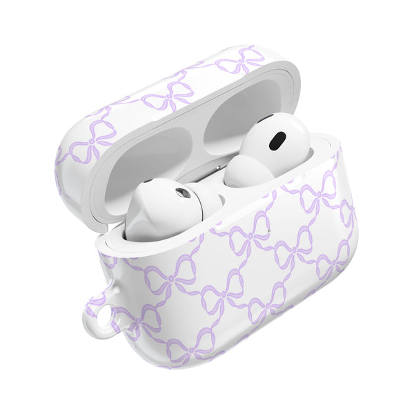 Purple Bow Pattern AirPod Case, , Gift for Her, Cute Accessories, preppy Flower Pattern AirPods Cover, Preppy Purple Bows