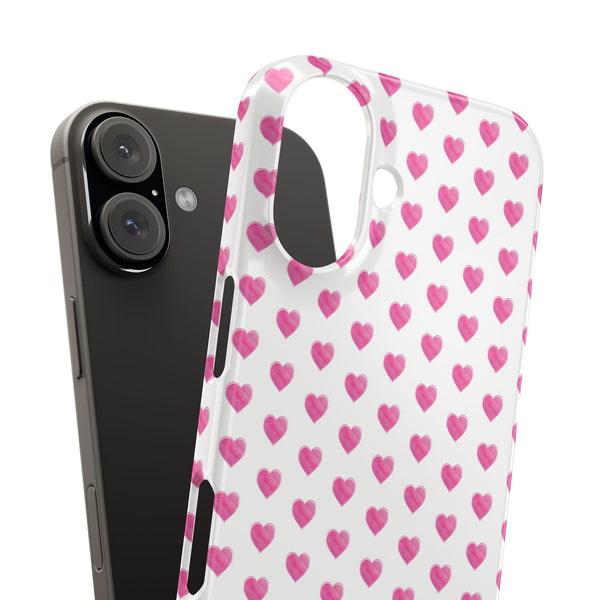 Preppy Hearts Phone Case, Hot Pink and White