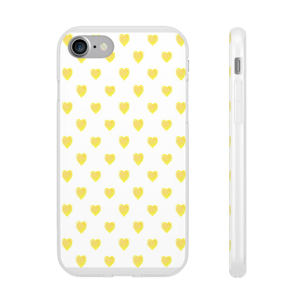 Flexible Phone Case - Yellow Hearts, Preppy iPhone case, Nantucket, Hamptons Inspired Samsung, Gift Present White Background, Clear Case