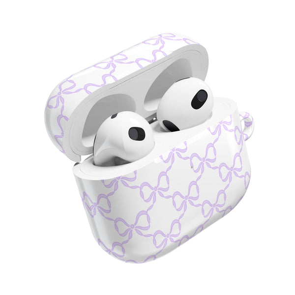 Purple Bow Pattern AirPod Case, , Gift for Her, Cute Accessories, preppy Flower Pattern AirPods Cover, Preppy Purple Bows