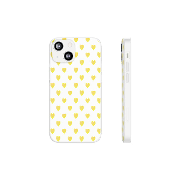 Flexible Phone Case - Yellow Hearts, Preppy iPhone case, Nantucket, Hamptons Inspired Samsung, Gift Present White Background, Clear Case