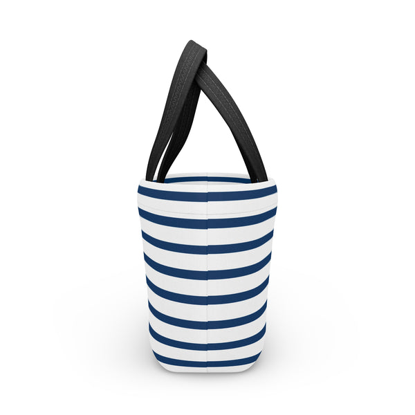 Preppy Navy Stripes lunch bag, insulated, cooler bag, One size, washable, magnet closure