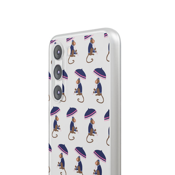 Flexible Phone Case - Preppy Chinoiserie Monkey Pattern  iphone Samsung clear access to all ports and functions