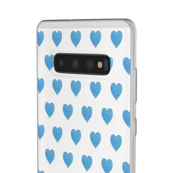 Flexible Phone Case - Preppy Hearts Watercolor Blue iPhone Protection access to all Ports & Functions Great Gift