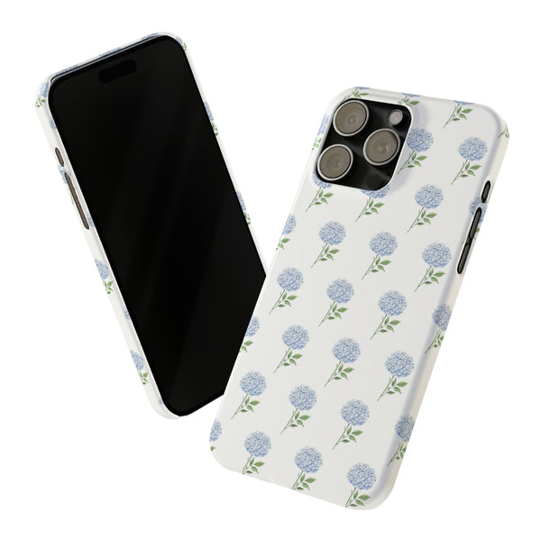 Hydrangea pattern, blue hydrangea preppy summer Phone Case Slim and Sleek, Preppy and Classic, Impact Resistant Shell