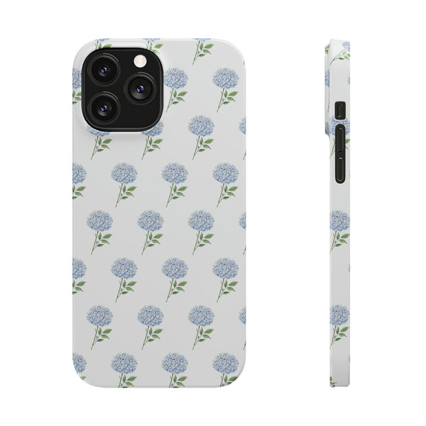 Hydrangea pattern, blue hydrangea preppy summer Phone Case Slim and Sleek, Preppy and Classic, Impact Resistant Shell