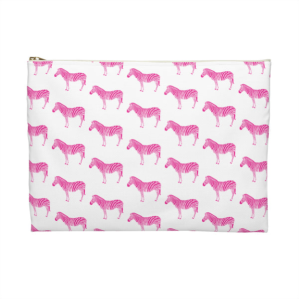 Preppy Pink Zebra Canvas Clutch, two sizes