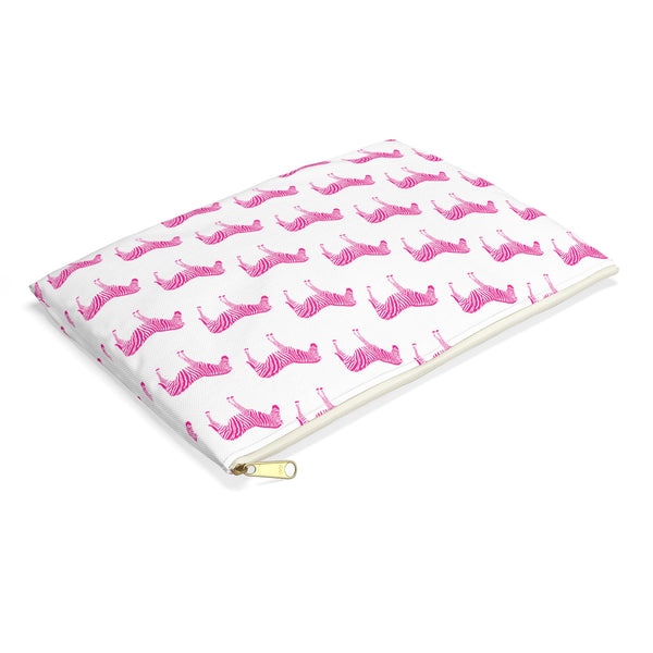 Preppy Pink Zebra Canvas Clutch, two sizes