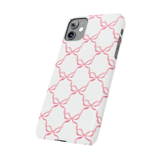 Bow Print, Coquette pink and white Phone Case