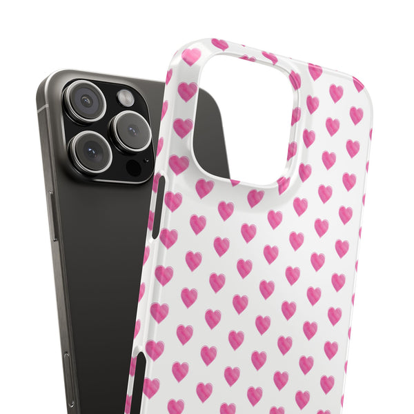 Preppy Hearts Phone Case, Hot Pink and White