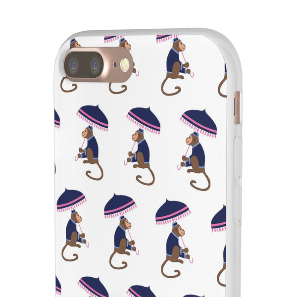 Flexible Phone Case - Preppy Chinoiserie Monkey Pattern  iphone Samsung clear access to all ports and functions