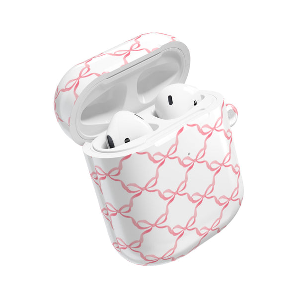 Pink Bow Pattern AirPod Case, , Gift for Her, Cute Accessories, preppy Flower Pattern AirPods Cover, Grand Millennial