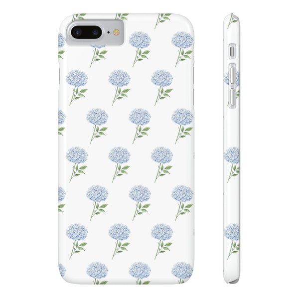 Hydrangea pattern, blue hydrangea preppy summer Phone Case Slim and Sleek, Preppy and Classic, Impact Resistant Shell