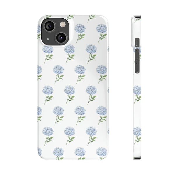 Hydrangea pattern, blue hydrangea preppy summer Phone Case Slim and Sleek, Preppy and Classic, Impact Resistant Shell