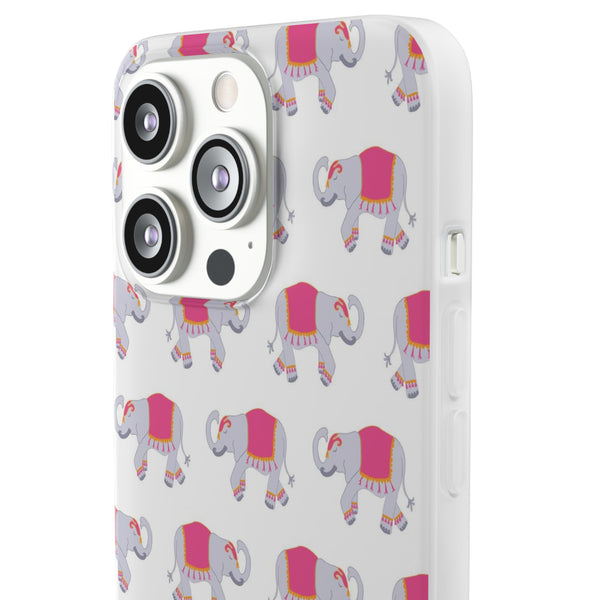 Flexible Phone Case - Preppy Chinoiserie Elephant Pattern  iphone Samsung clear access to all ports and functions