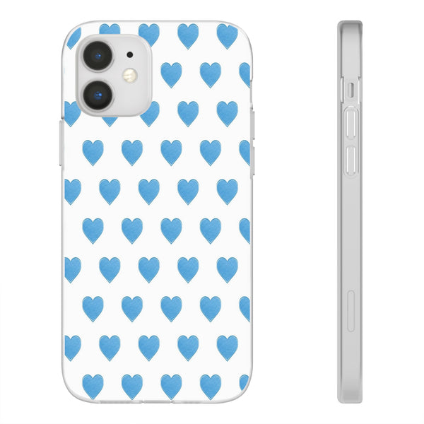 Flexible Phone Case - Preppy Hearts Watercolor Blue iPhone Protection access to all Ports & Functions Great Gift