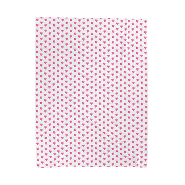 Blanket, Preppy Watercolor Hearts Hot Pink, Three Sizes