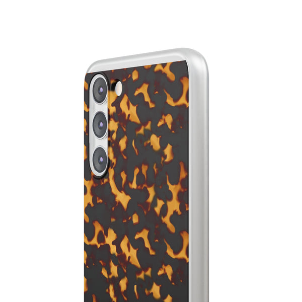 Flexible Phone Case - Tortoise Print Chic Spots leopard in classic neutral phones iphone Samsung clear access to all ports and functions