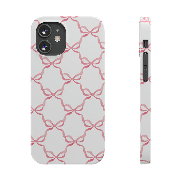 Bow Print, Coquette pink and white Phone Case