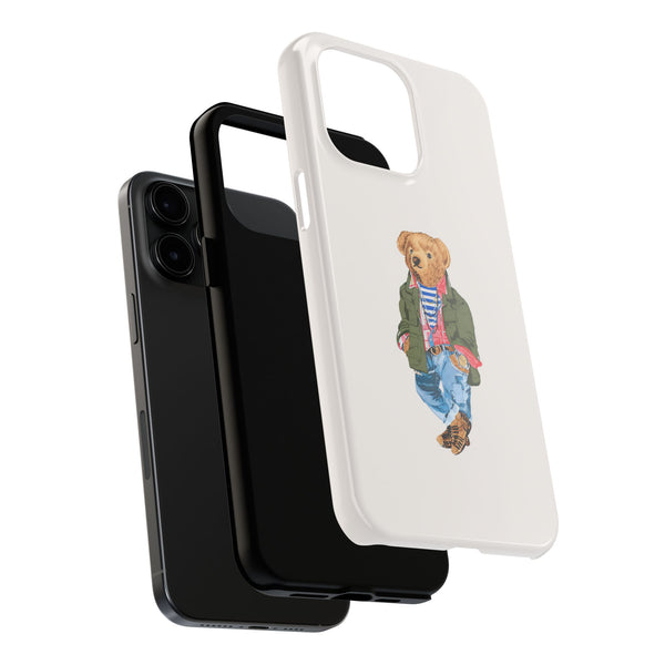 Preppy Bear Cargo Jacket iPhone case, Tough Protective double layer